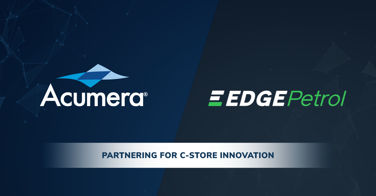 Acumera logo and EdgePetrol logo partnering for c-store innovation